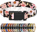 Dog Collar for Boys Girls, Floral Puppy Collar for Small Medium Large Dogs, Adjustable Floral Pattern Soft Pet Collar with Safety Buckle for Male Females(Light Pink,S)
