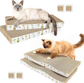 PatiencET Cardboard Cat Scratcher Pads, 4-Pack (2 Flat Double-Sided, 2 Wavy), Catnip Included, for Small and Medium Indoor Cats