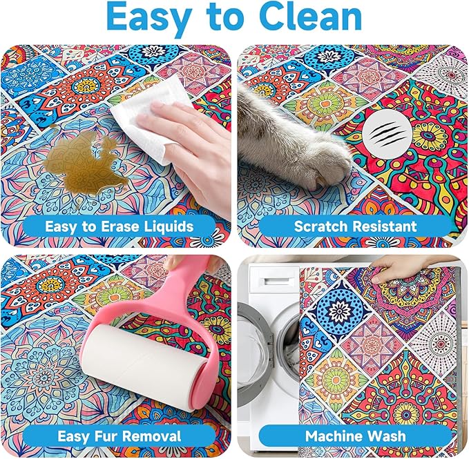 Waterproof Dog Blanket, Bohemian Dog Bed Cover Pet Blanket, Reversible Sofa Couch Cover for Dogs Washable, Protect Furniture Bed Couch Sofa for Puppy Cat (Colorful Medallion, 68×82 Inch)