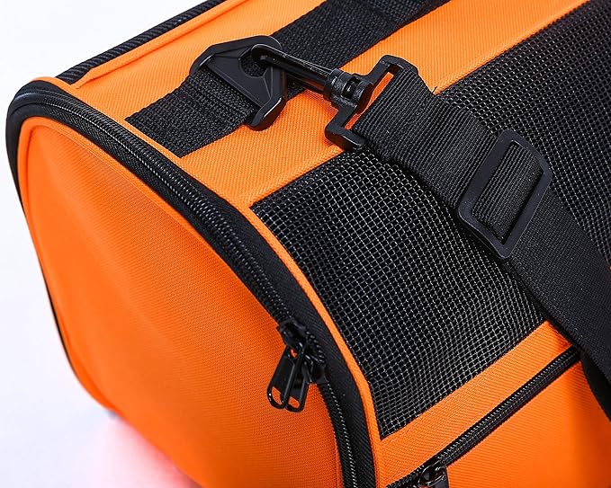 Pawer 18” x 10” x 10”Soft-Sided Foldable Airline Approved Pet Carrier for Cat, Puppy and Small Dog, Washable 600D Oxford Fabric, with Handle and Strap for Carry, Multiple Colors Available