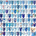 100 Pcs Winter Dog Bandanas Bulk Pet Bibs Blue Triangle Scarf Snowflake Pet Bandanas for Medium Large Dogs Winter Snowflake Christmas Party Holiday Festival Costume Decor