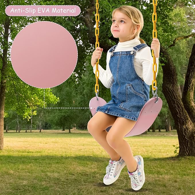 Sunnyglade 8PCS Swings Seats Heavy Duty with 66" Chain, Playground Swing Set Accessories Replacement with Snap Hooks, Support 250lb (8, Pastel Pink)