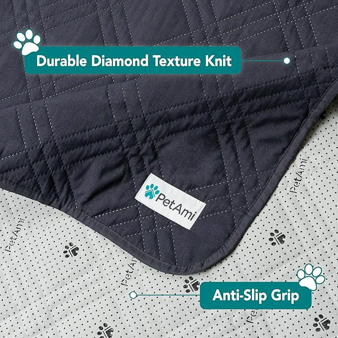 PetAmi Waterproof Couch Cover for Dogs, Waterproof Pet Blanket, Reversible Furniture Cover Sofa Protector for Pet Cat Bed, Washable Waterproof Blanket Dog Cover for Couch Seat, 102x82 Gray