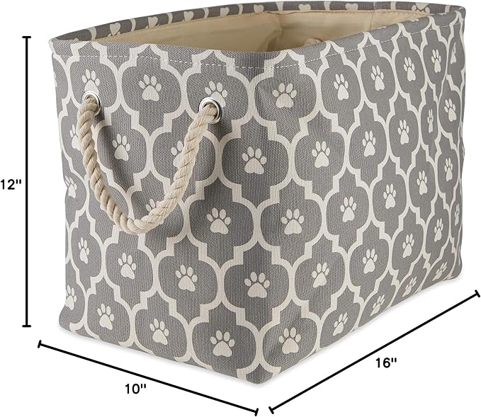 Bone Dry Pet Storage Collection Lattice Paw Print, Gray, Medium Rectangle