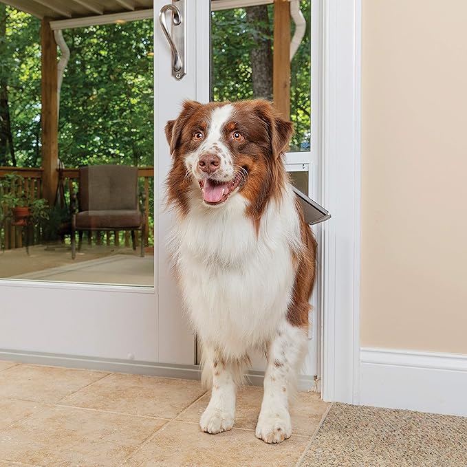 PetSafe Sliding Glass Pet Door - No-Cut DIY Install Doggy Door for Renters - Aluminum Frame - Adjustable Height 91 7/16" to 96" - Ideal for Large Dogs Up to 100 lb - White