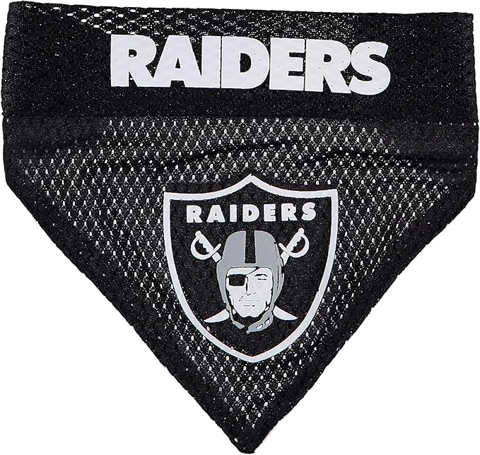 Pets First NFL DOG BANDANA - LA RAIDERS REVERSIBLE PET BANDANA. 2 Sided Sports Bandana with a PREMIUM Embroidery TEAM LOGO, Large/X-Large. - 2 Sizes & 32 NFL Teams available