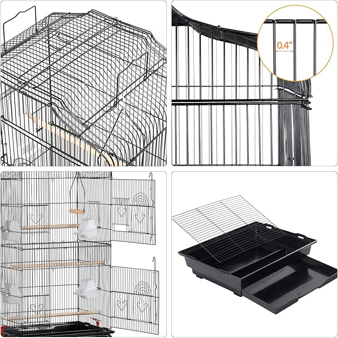 Yaheetech 64-inch Play Open Top Medium Small Bird Cage with Detachable Rolling Stand for Parrot Lovebirds Finches Canaries Parakeets Cockatiels Budgie Parrotlet Conures