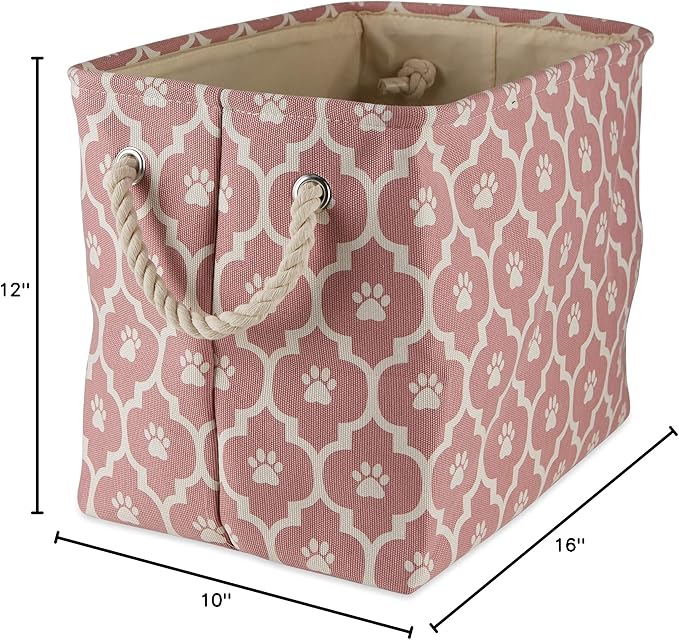 Bone Dry 6192 Pet Storage Collection Lattice Paw Print, Medium Rectangle, Rose