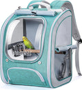 Pecute Bird Backpack Carrier for Small Birds,Cockatiel,Parrot,Bird Carrier with Standing Perch,Comfy Mat&Transparent Window, Breathable Bird Backpack for Vet Visit,Shopping and Outdoor Adventure,Blue