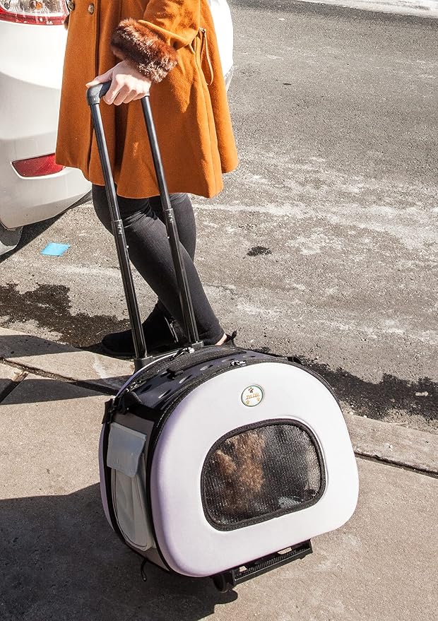 Pet Life ® 'Final Destination' Military-Grade Hardshell and Light 2-in-1 Wheeled or Carrying Travel Airline Cat and Dog Carrier Crate or Portable Pet Kennel