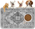 PUPTECK Dog Food Mat, Absorbent Pet Feeding Bowl Mat, Non-Slip Dog Mat for Food and Water, Quick Dry No Stains Cat Placemats Pet Supplies for Messy Drinkers, Grey 12"x20"