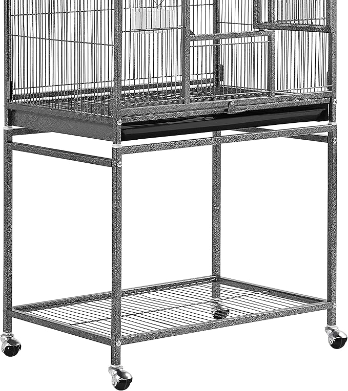 Topeakmart 53.7-inch Bird Cage with Stand Wrought Iron Construction Bird Cage for Parrots Cockatiels Conures Parakeets Budgies Finches Birdcage