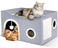 Heeyoo Cat House for Indoor Cats - Large Cat Bed Cave with Fluffy Ball and Scratch Pad, Foldable Cats Houses & Condos, Cat Hideaway, Covered Kitty Bed for Multi Small Large Kitty, 23.8x15.9x13.2 Inch