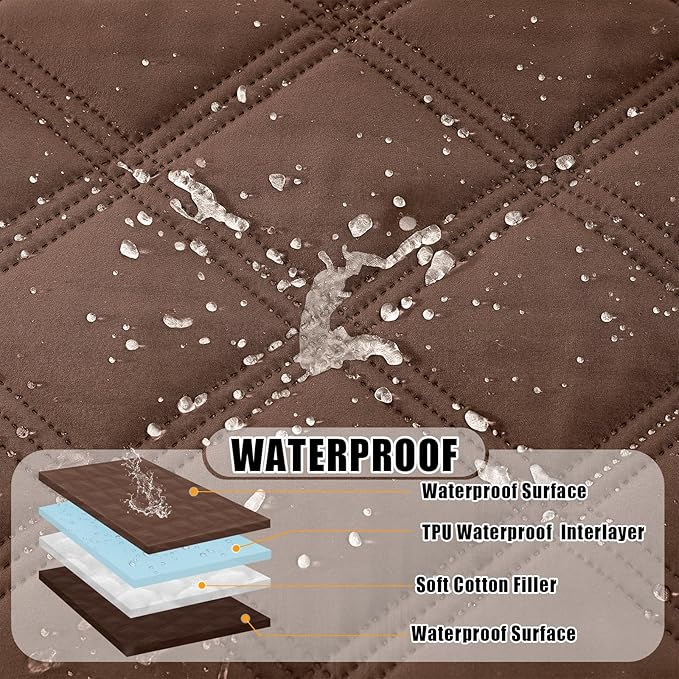 Smiry Waterproof Dog Bed Cover Blanket 82x120, Soft Reversible Pet Blanket, Washable Leakproof Cats Dogs Couch Cover for Sofa, Couch, Furniture, Brown/Chocolate