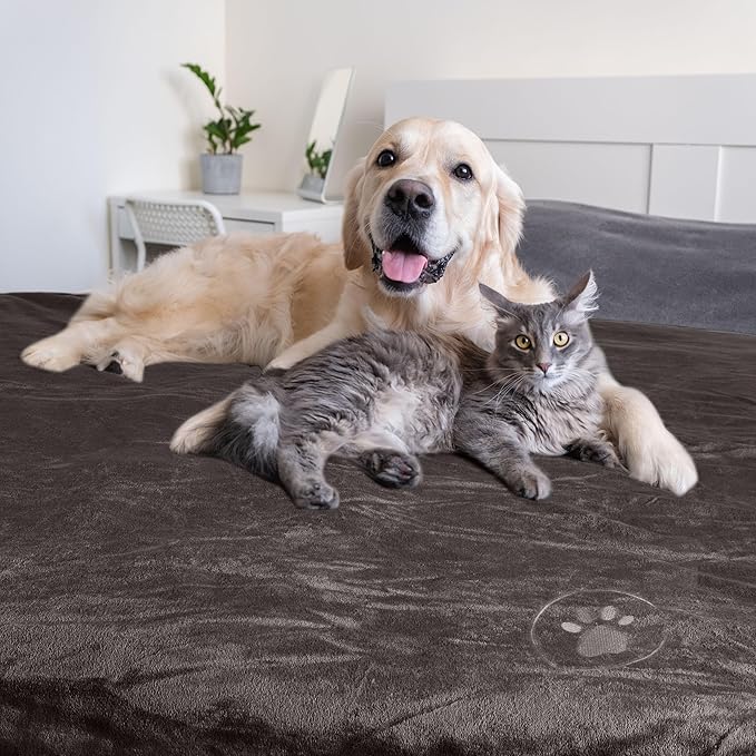 PETMAKER Dog Blanket - 80x100in Reversible Sherpa Blanket - Throw Blankets for Bed, Couch, or Car - Machine Washable Puppy Essentials (Charcoal)