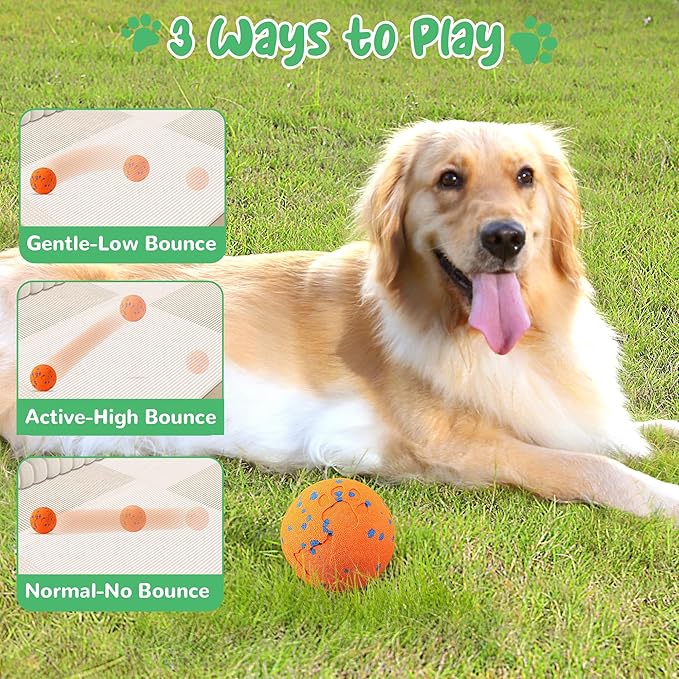 Smart Interactive Dog Toys,Vibrating Dog Ball,Electric Dog Chew Toys for Medium and Large Dogs,Chew-Proof Shell,Automatic Moving/Bouncing/Rotating, E-TPU Material,Ip68 Waterproof