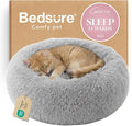 Bedsure Calming Cat Beds for Indoor Cats - Small Cat Bed Washable 20 inches, Anti-Slip Round Fluffy Plush Faux Fur Pet Bed, Fits up to 15 lbs Pets, Pale Grey