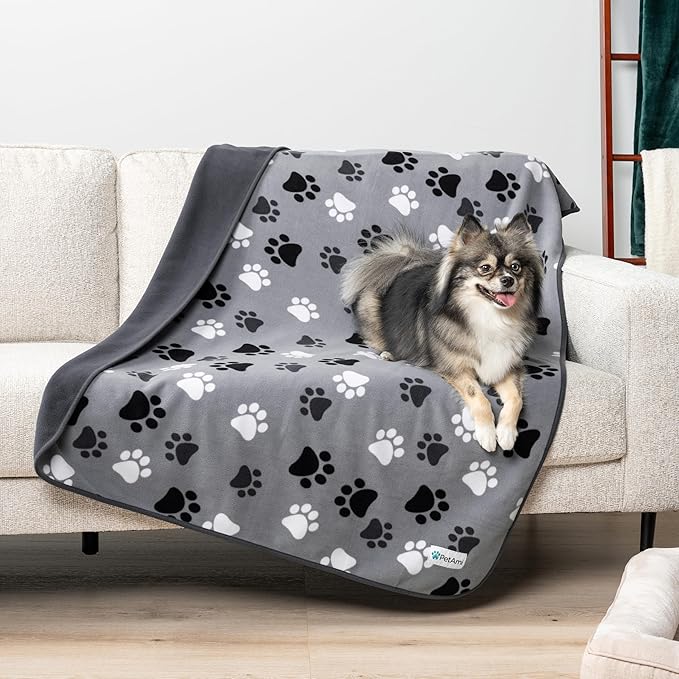 PetAmi Waterproof Dog Blanket for Medium Large Pets Dogs Cats, Pet Couch Cover Protector for Furniture, Reversible Washable Soft Fleece Cat Blanket for Bed Couch Sofa, 40x60 (Taupe/Beige)