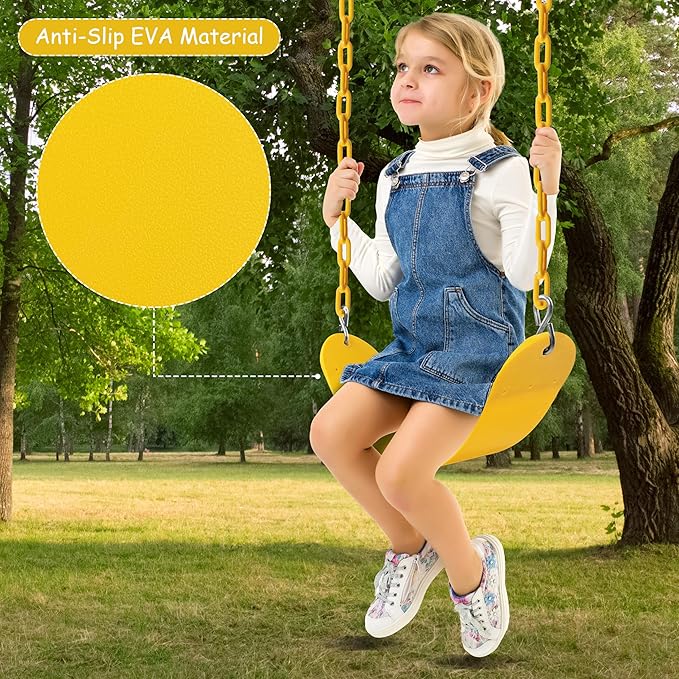Sunnyglade 2PCS Swings Seats Heavy Duty with 66" Chain, Playground Swing Set Accessories Replacement with Snap Hooks, Support 250lb (2, Yellow)