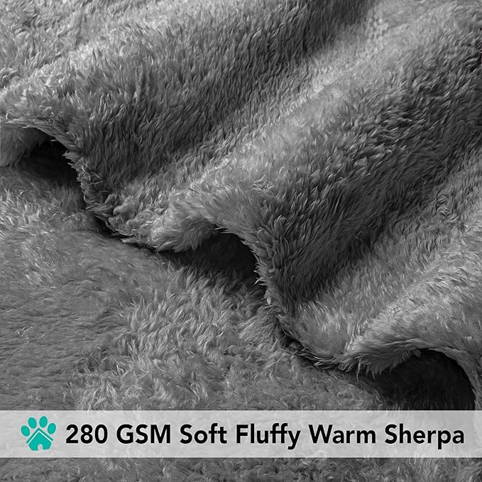 PetAmi Dog Blanket for Large Medium Dogs Grey, Fluffy Soft Puppy Blanket, Sherpa Fleece Cat Blanket for Kitten Doggie, Calming Pet Blanket Throw for Bed Washable Sofa Couch Cover, Large 40x60