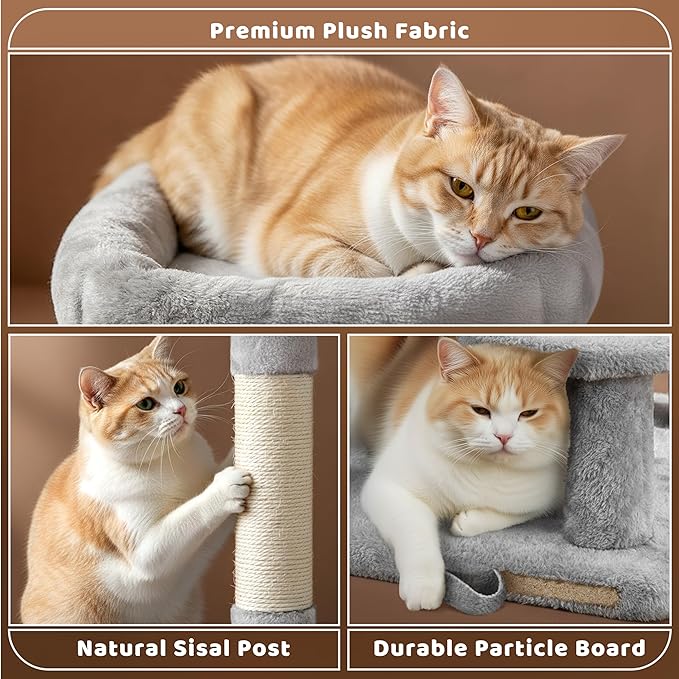 Yaheetech 46in Cat Tree Tower | Multi-Level Indoor Activity Center with Spacious Condos, Scratching Posts, Large Top Plush Perch | Sturdy, Easy to Assemble | for Kittens, Adult & Senior Cats