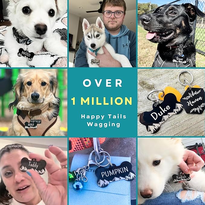 Ultra Joys Stainless Steel Pet ID Tag Dog Name Tags Personalized Front and Back Engraving, Customized Dog Tags and Cat Tags, Optional Engraved on Both Sides, Custom Your Own, Large