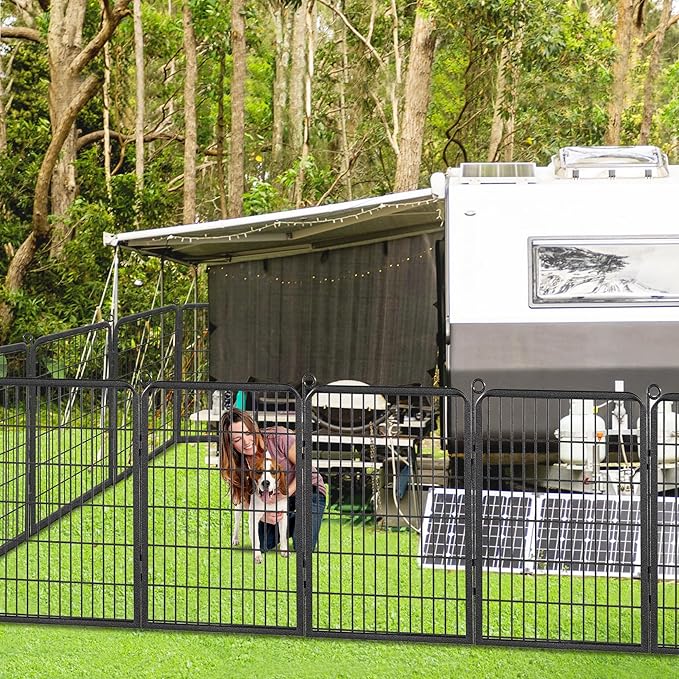 Dog Playpen, 40 inch 14 Panels Dog Pen Indoor Pet Dog Fence Outdoor for Yard Metal Puppy Playpen Pet Exercise Pen Rustproof Portable Dog Fence for RV Camping