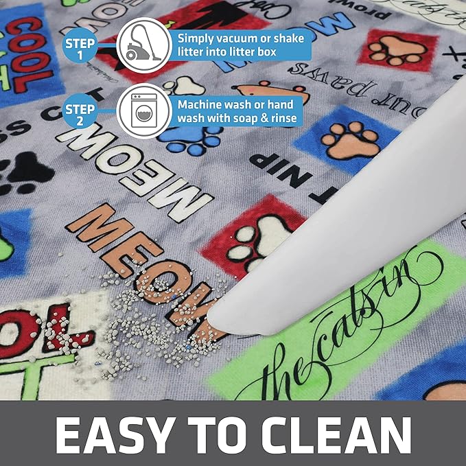 Drymate Cat Litter Box Mat, Litter Trapping Mat, Waterproof, Urine-Proof, Absorbent, Machine Washable, Soft on Paws, Contains Mess, Protects Floors, Kitten Supplies, Multicolor, 20x28