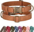Didog Soft PU Leather Dog Collar, Stylish Quick Released Dog Collars for Small Dogs, Easy Clean Adjustable Pet Collar for Daily Walking, Light Brown, S Fit 10-16" Neck