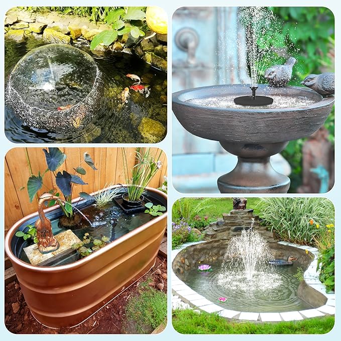 Biling 5.5W Solar Fountain Pump for Bird Bath, DIY Solar Water Pump with Double-Layer Nozzles & Dry-Run Protection 5 FT Tubing for Birdbath, Garden Ponds, Water Features