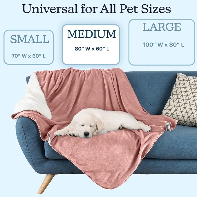 PETMAKER Dog Blanket - 60x80in Reversible Sherpa Blanket - Throw Blankets for Bed, Couch, Crate, or Car - Machine Washable Puppy Essentials (Pink)