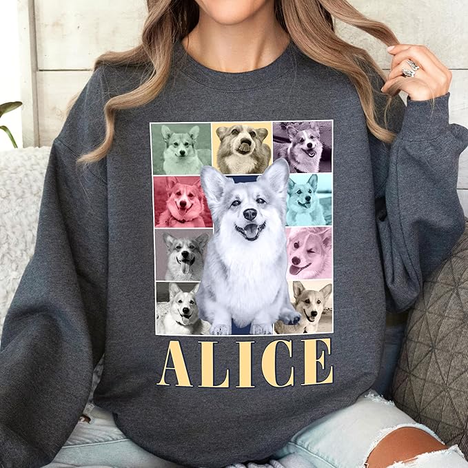 H-DEWALL Custom Shirts Custom Bootleg Rap Shirt for Him Custom Face Shirt with Photo Pet Custom Tees Gift for Dog Cat Lover