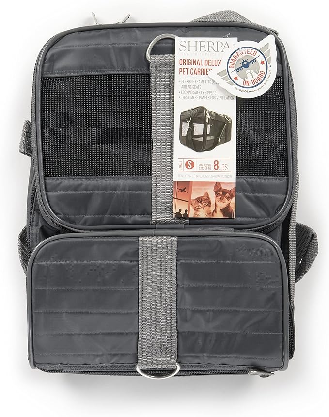 Sherpa Original Deluxe Travel Pet Carrier, Airline Approved & Guaranteed On Board - Charcoal Gray, Small