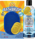 Bodhi Dog Shampoo Brush & Oatmeal Shampoo and Conditioner Bundle - Grooming Essentials for Pets, Short Hair Scrubber, Soothes and Moisturizes Dry, Itchy Skin - Hydrates & Nourishes