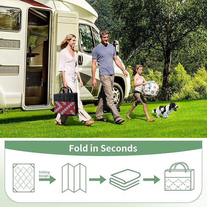 GENIMO Outdoor Rug for Patio Clearance, 9'x12' Reversible Plastic Straw Rugs, Lightweight Waterproof RV Camping Mat for Camper, Balcony, Deck, Backyard, Picnic, Red Grey