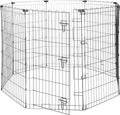 Amazon Basics Foldable Octagonal Metal Exercise Dog Playpen, Indoor/Outdoor, Single Door, 8 Panels, 24 x 42 Inches, Portable Pet Fence, Large, Black