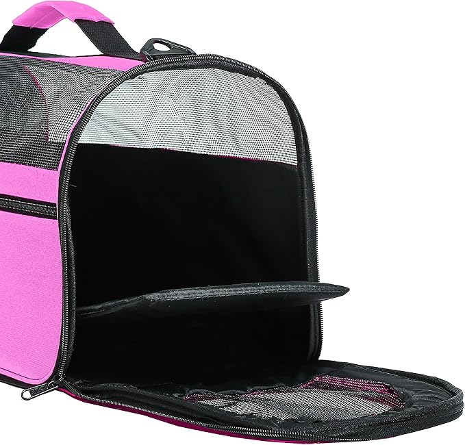 Pawer 18” x 10” x 10”Soft-Sided Foldable Airline Approved Pet Carrier for Cat, Puppy and Small Dog, Washable 600D Oxford Fabric, with Handle and Strap for Carry, Multiple Colors Available