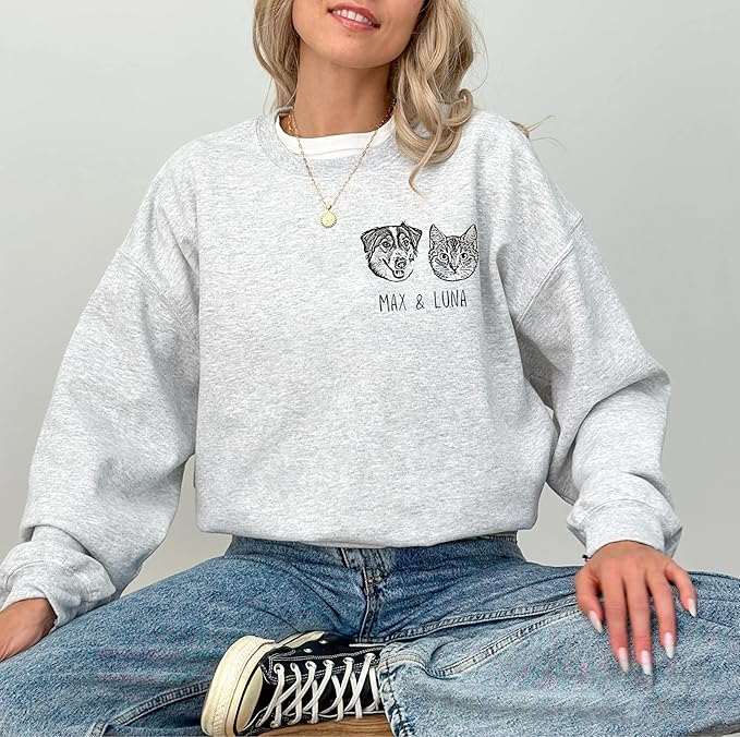 Custom Pet Sweatshirts with Photo and Name, Personalized Dog Sweatshirt, Gifts for Dog Mom, Dad