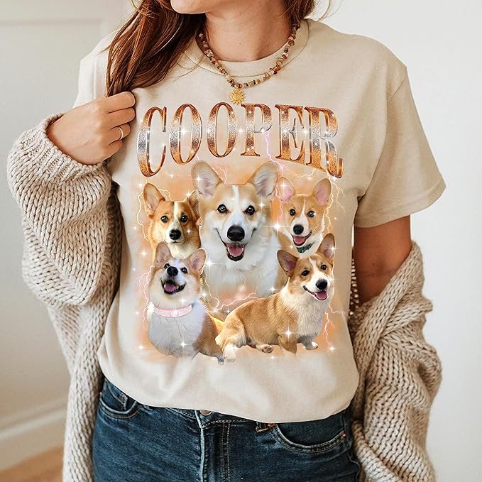 Mit & Mia Custom Your Own Bootleg Rap Shirts for Boyfriend Girlfriend Face Shirt with Photo Gift for Him Her Pet Lovers