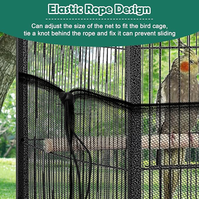 2 Pack Bird Cage Seed Catcher Guard, Bird Cage Cover,Heavy Duty Adjustable Nylon Mesh Netting Seed Catche for Parrot Parakeet Macaw African(L-94.4’’*14.9’’)