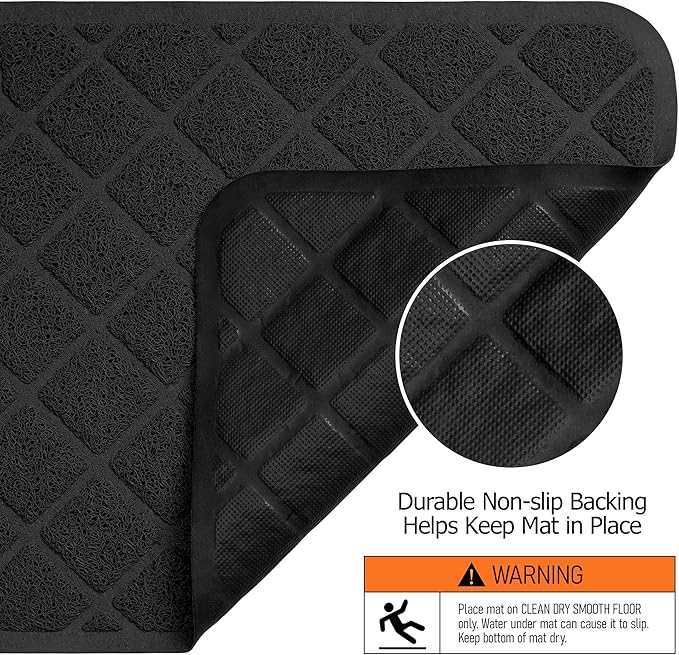 Cat Litter Mat Litter Trapping Mat, 35" x 23" Premium Durable PVC Grid Mesh with Scatter Control, Non-slip, Less Waste Cat Litter Box Mat, Soft on Kitty’s Paws, Urine Waterproof