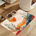 Boho Mountain Sun Pet Food Mat for Cats and Dogs–Christmas Stocking Absorbent Quick Dry Feeding Placemat, Non Slip Rubber Base, Waterproof Bowl Mat for Indoor Use, Pet Supplies 16"x24"