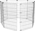 Amazon Basics Foldable Octagonal Metal Exercise Dog Playpen - Indoor/Outdoor, No Door, Large (8 Panels, 24 x 42), Easy to assemble, store, and customize, 42" - Large, Black
