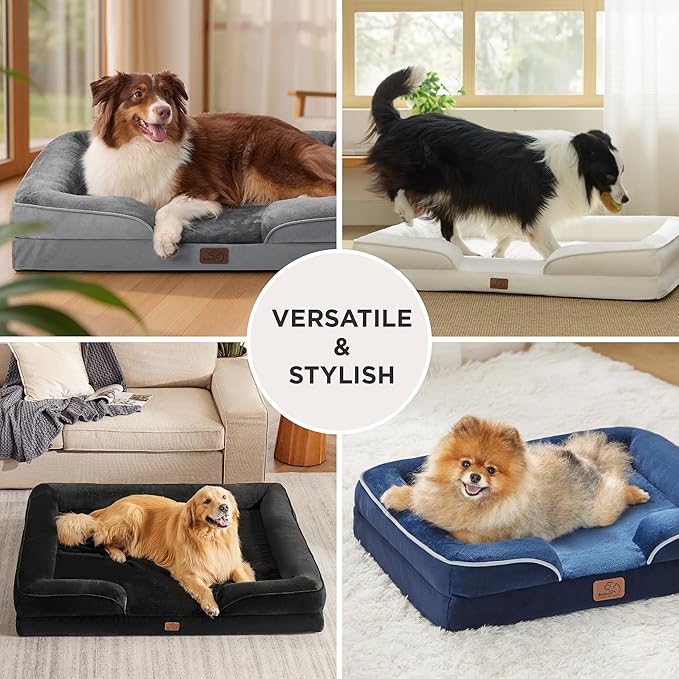 Bedsure XL Plus Orthopedic Dog Bed for Extra Large Dogs - Washable XLarge Dog Cat Bed Waterproof, Comfort Dogs Couch Sofa with Washable Removable Cover, Pet Bed with Nonskid Bottom, Hazel, 48"