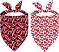Valentines Dog Bandana Reversible Triangle Bibs Scarf Mother's Day Bandanas for Medium Large Dogs