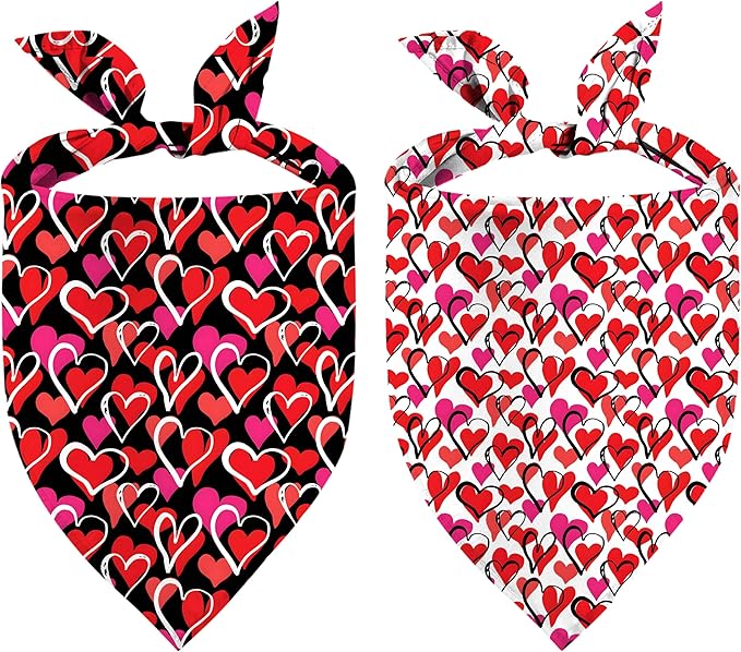 Valentines Dog Bandana Reversible Triangle Bibs Scarf Mother's Day Bandanas for Medium Large Dogs