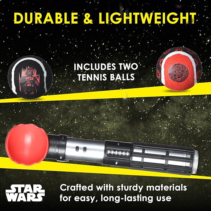 STAR WARS for Pets Lightsaber Ball Launcher for Dogs – Darth Vader Themed Retractable Dog Ball Thrower with Tennis Balls, Launches Up to 150 Feet