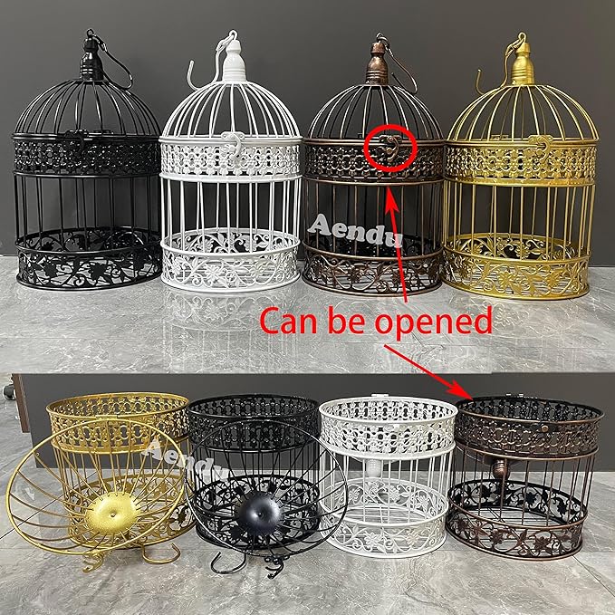 Iron Bird Cage for Wedding Decor and Flower Cage Decor Perfect Props for Hanging Flower Frames Indoor and Outdoor Decoration at Wedding Parties (Black)