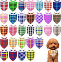 30 Pcs Plaid Dog Bandanas for Small Dogs Stitch Dog Bandana Bulk Reversible Print One Side Polyester Puppy Scarves Party Grooming S