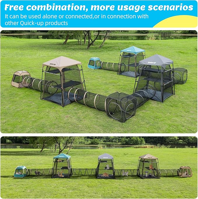 Cat Enclosure Kitten and Tower Tent for Indoor and Outdoor,3 Tier Cage Inside,Outdoor Catio,Portable and Foldable,Two Doors Design; Play Tunnel + Cube(with Three Ways)…
